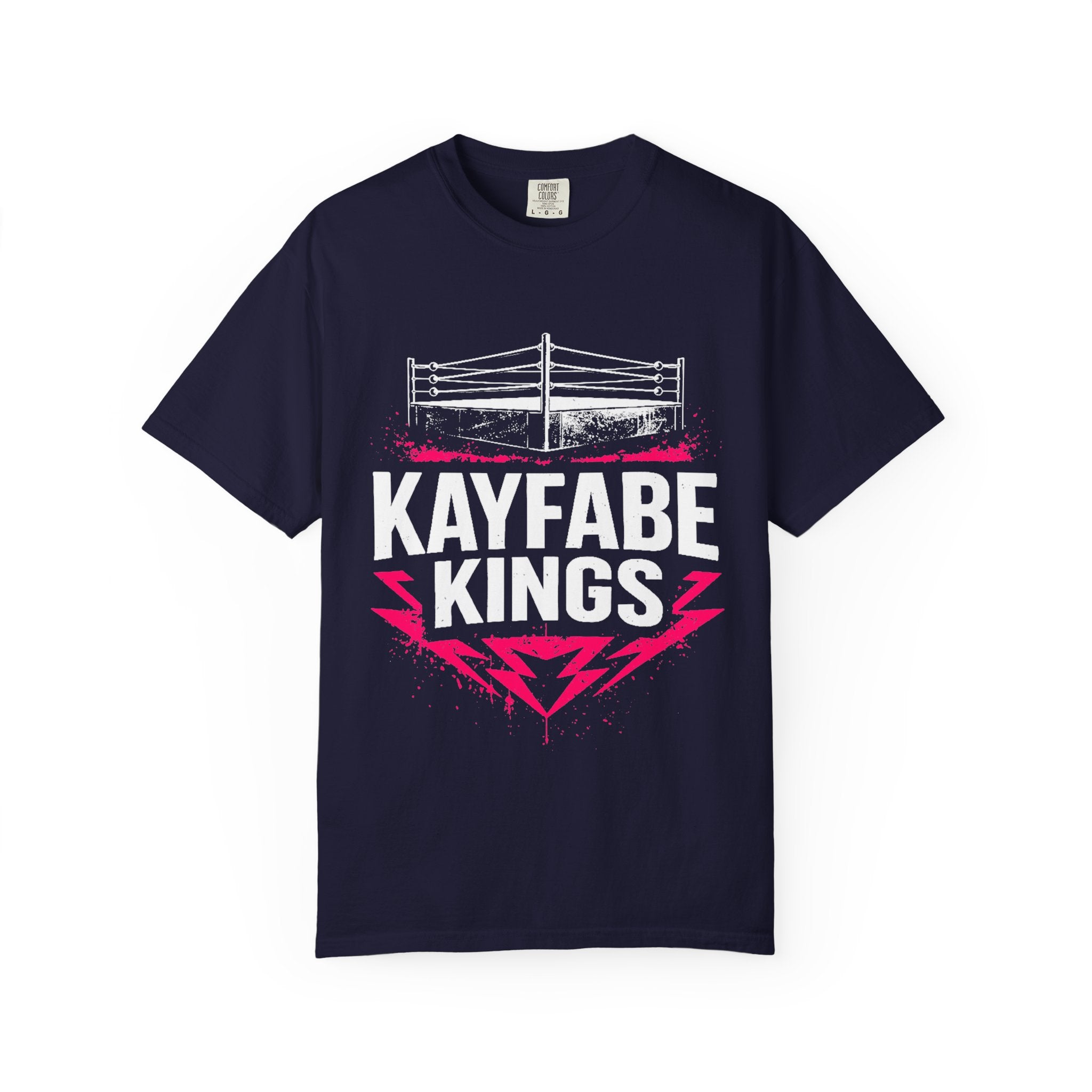 Kayfabe Kings Official Logo Tee — Black & Pink Wrestling T-Shirt