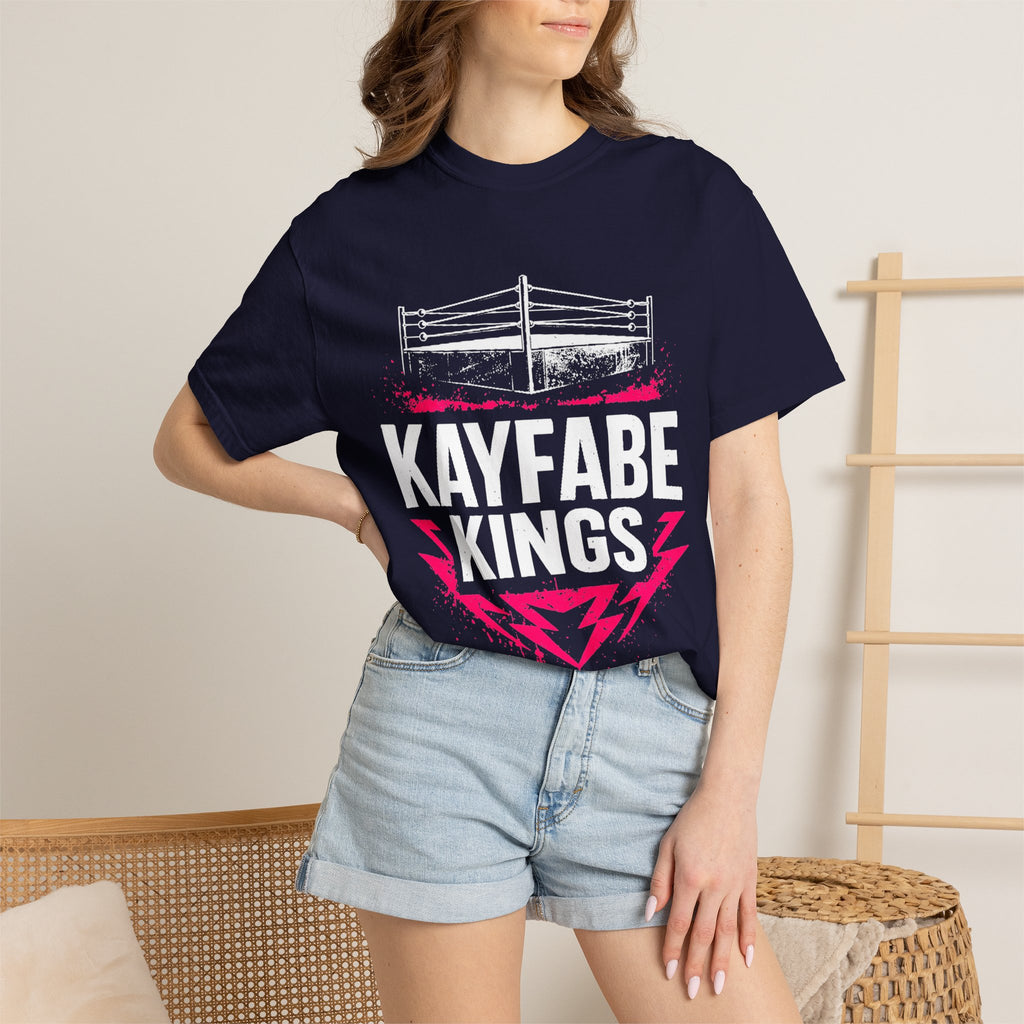 Kayfabe Kings Official Logo Tee — Black & Pink Wrestling T-Shirt