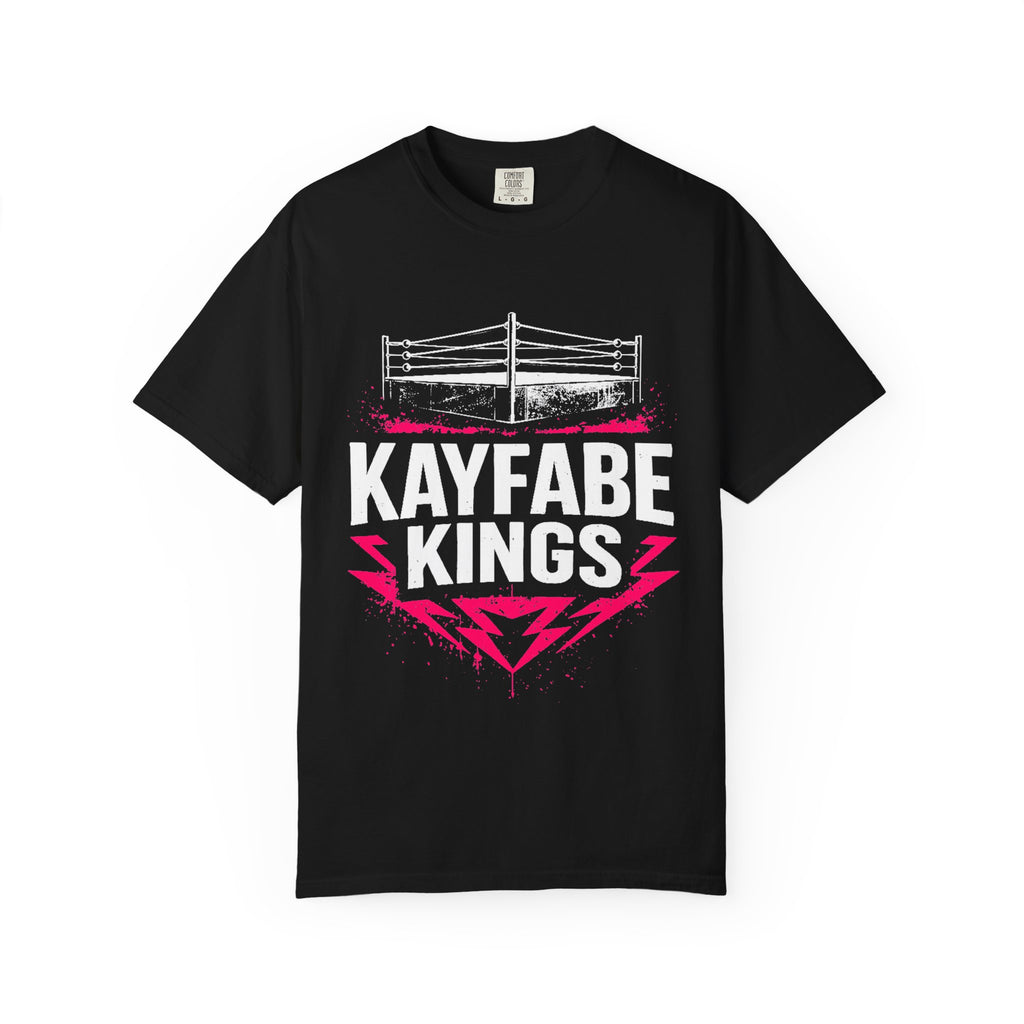 Kayfabe Kings Official Logo Tee — Black & Pink Wrestling T-Shirt